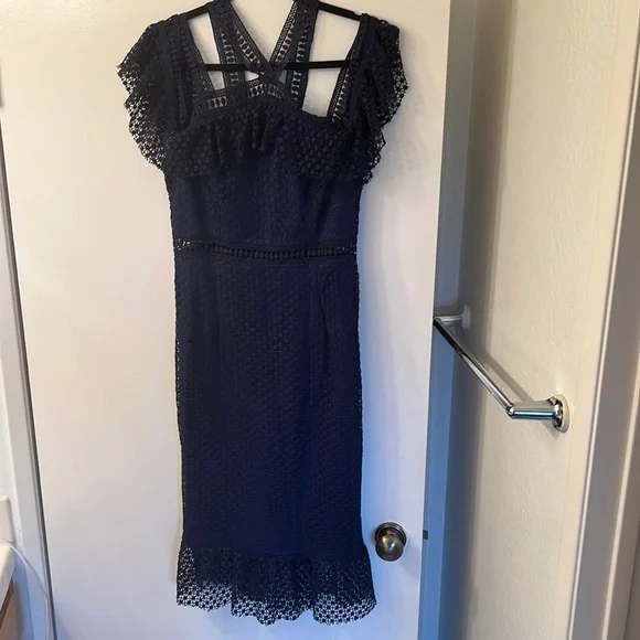 navy blue dress pretty little thing Women's Navy Trim Detail Single Sleeve Dress
